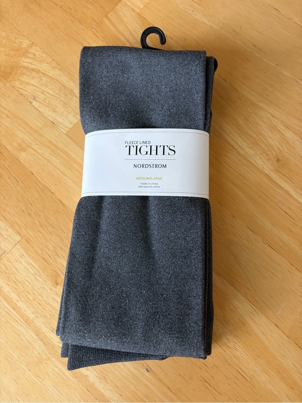 Nordstrom Fleece Lined Tights with Closed Toe  in Charcoal Gray M/L